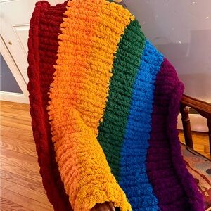 Colorful Striped Knit Baby Blanket